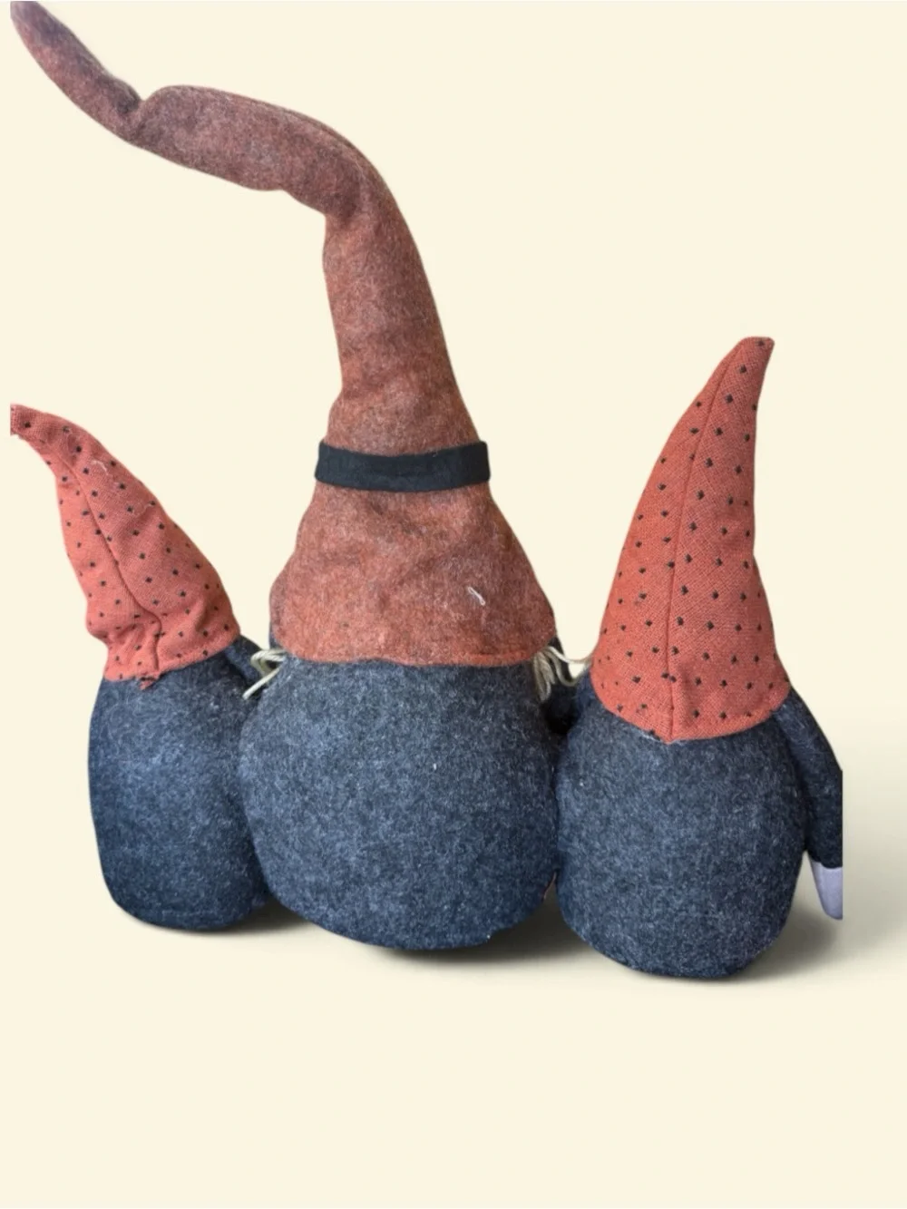 Rust Brown Gnome Holiday Decor Trio – Festive Fall Table Accent